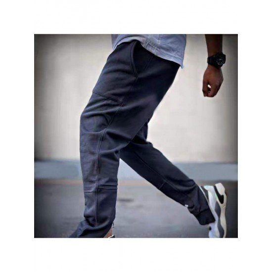 Sports Zip Hem Black Pencil Pants For Men