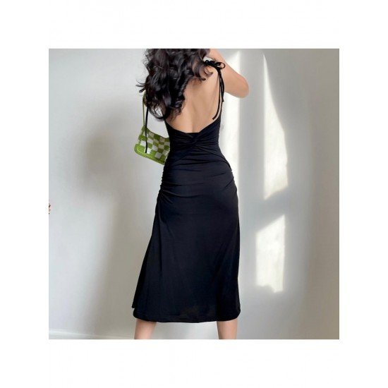  2022 Summer Black Backless Women's Sleeveless Dress