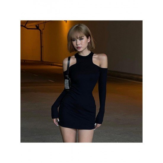  Hot Girl Sexy Off Shoulder Long Sleeve Dress