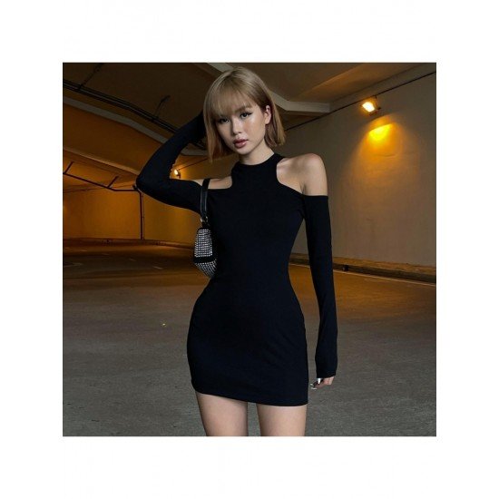  Hot Girl Sexy Off Shoulder Long Sleeve Dress