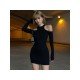  Hot Girl Sexy Off Shoulder Long Sleeve Dress