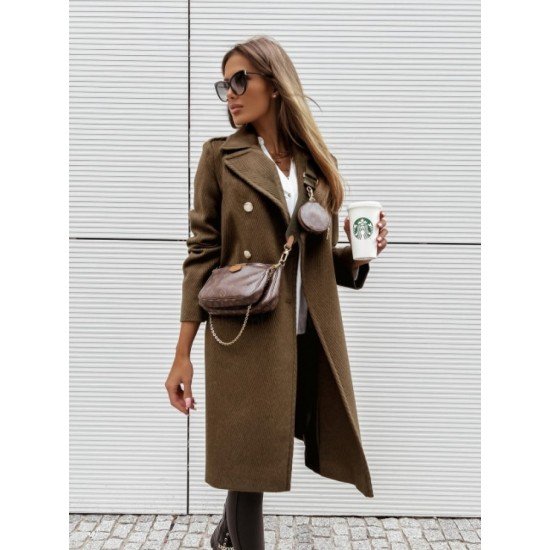  Pure Color Long Sleeve Mid-length Women's Coats