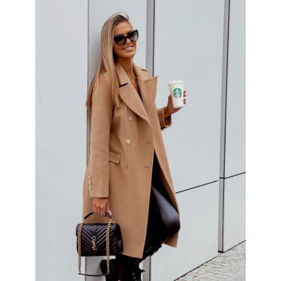  Pure Color Long Sleeve Mid-length Women's Coats