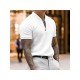  Men Pure Color Zipper Short Sleeve Polo Shirt