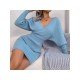 Bat Sleeve V Neck Solid Long Sleeve Dresses