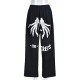 Elastic Waist Black Skeleton Women Pants