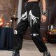 Elastic Waist Black Skeleton Women Pants