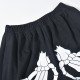 Elastic Waist Black Skeleton Women Pants