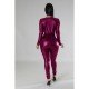  PU Leather Tight Contrast Color Women's Jumpsuit