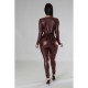  PU Leather Tight Contrast Color Women's Jumpsuit