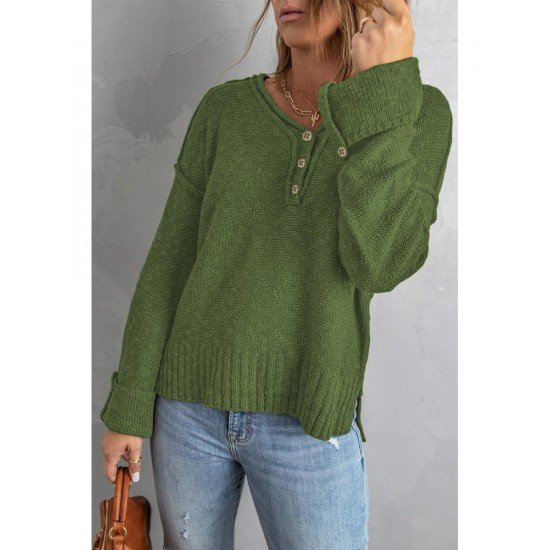  Pure Color V Neck Knitted Sweater