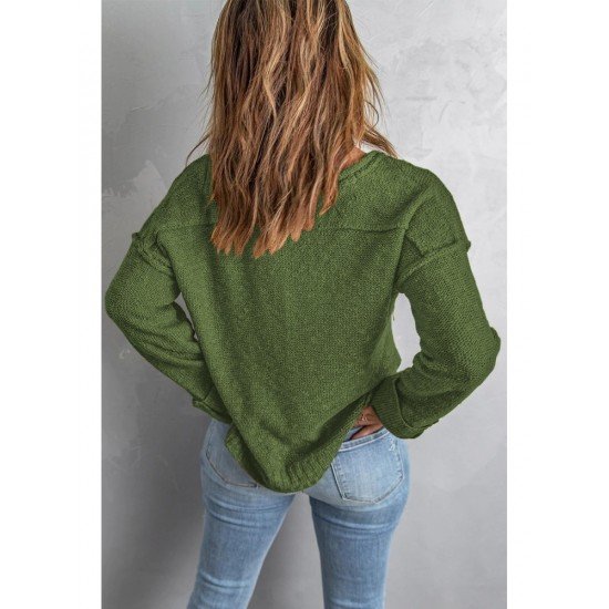  Pure Color V Neck Knitted Sweater