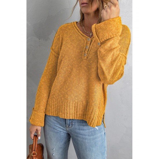  Pure Color V Neck Knitted Sweater