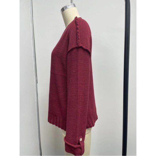  Pure Color V Neck Knitted Sweater