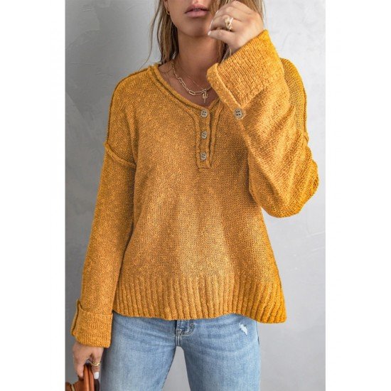  Pure Color V Neck Knitted Sweater