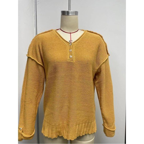  Pure Color V Neck Knitted Sweater