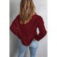  Pure Color V Neck Knitted Sweater