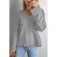  Pure Color V Neck Knitted Sweater