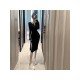  Pure Color Slim Long Sleeve Dress For Women