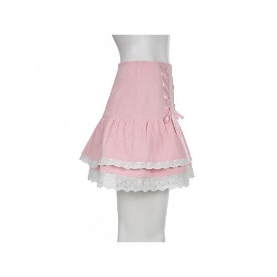  Sweet Pink Lace Cake Skirt For Girls