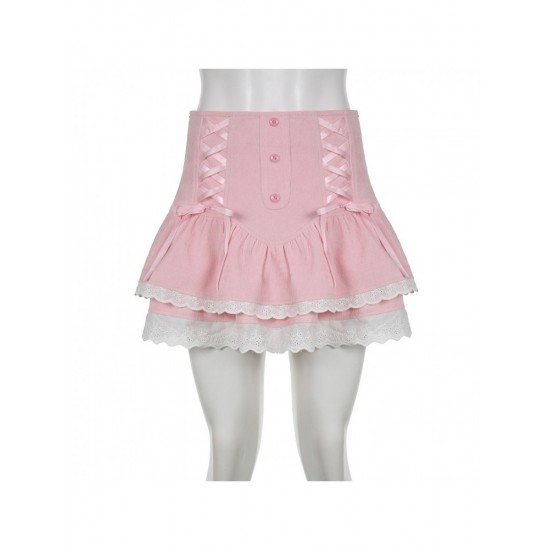  Sweet Pink Lace Cake Skirt For Girls