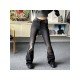 Vintage Patchwork Black Low Rise Bootcut Jeans