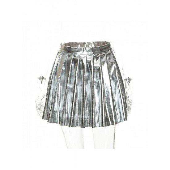  2022 PU Pure Color Versatile Pleated Skirt