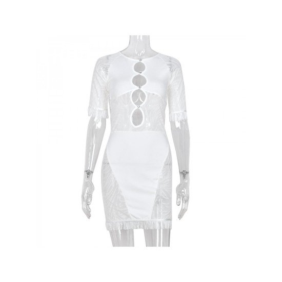 Nightclub Cut Out White Bodycon Dresses