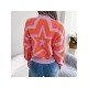  Women's Round Neck Star Geometric Pattern Sweater