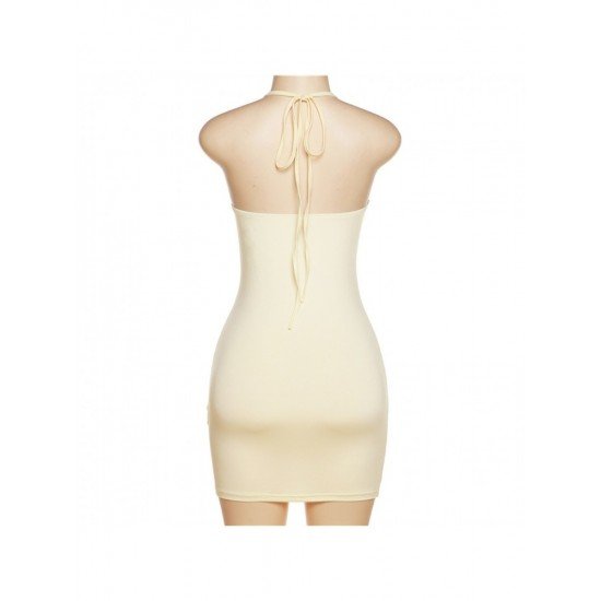 Sexy Solid Halter Bodycon Mini Dresses