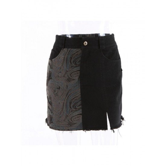 Designer Patchwork Black Short Skirts