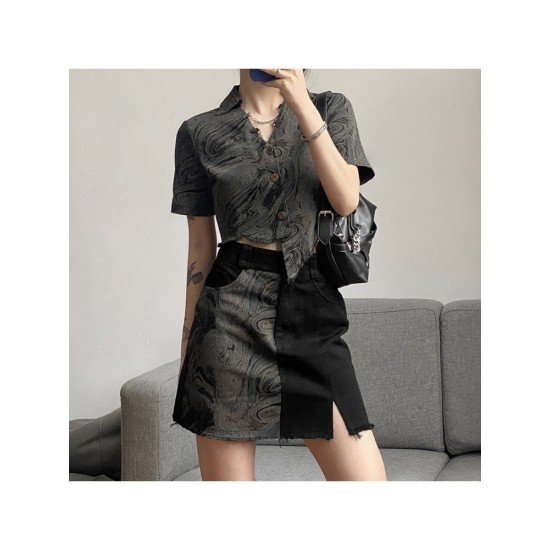 Designer Patchwork Black Short Skirts