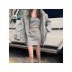  Loose Hooded Pure Color Skirt Three-Piece Set