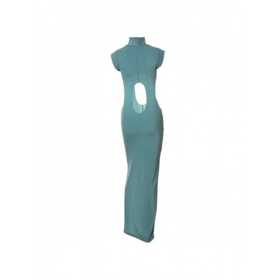 Turtle Neck Cut Out Sleeveless Maxi Dresses For Women