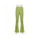  Pure Color High Waist Bell Bottom Pants