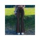  Pure Color High Waist Bell Bottom Pants