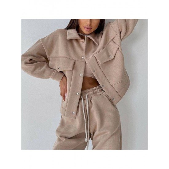  Pure Color Long Sleeve Women's Casual Sets