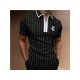 Street Striped Short Sleeve Men Polo Shirts