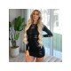 Nightclub Ripped Hollow Out Long Sleeve Short Dresses