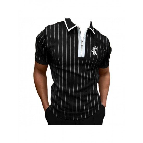 Street Striped Short Sleeve Men Polo Shirts