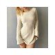  Sexy Knitting Backless Women's Long Sleeve Dress