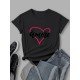 Casual Letter Heart Graphic Summer Women T Shirts