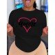 Casual Letter Heart Graphic Summer Women T Shirts