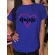 Casual Letter Heart Graphic Summer Women T Shirts