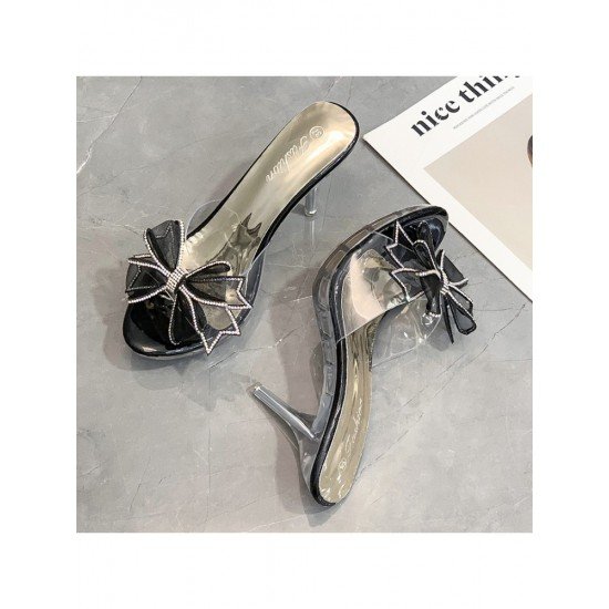 Fashion Summer Rhinestone Bow Heeled Slipper