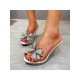 Fashion Summer Rhinestone Bow Heeled Slipper