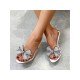 Fashion Summer Rhinestone Bow Heeled Slipper