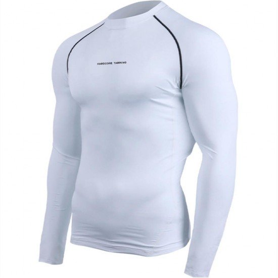 Sports White Jogger Long Sleeve Tees For Men