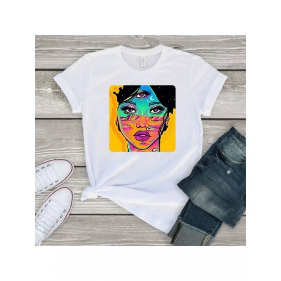 Street Graphic Short Sleeve Ladies T Shirt Tops