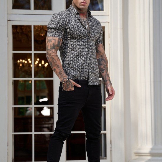  Summer Printing Men Short Sleeve Shirt